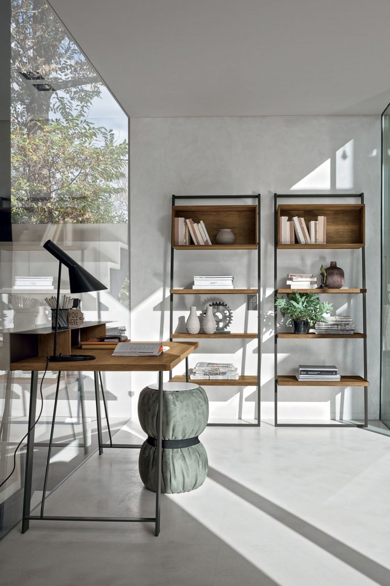 “Movida by Tomasella – modern Italian modular wall system combining open shelving, closed storage, and sleek contemporary design”