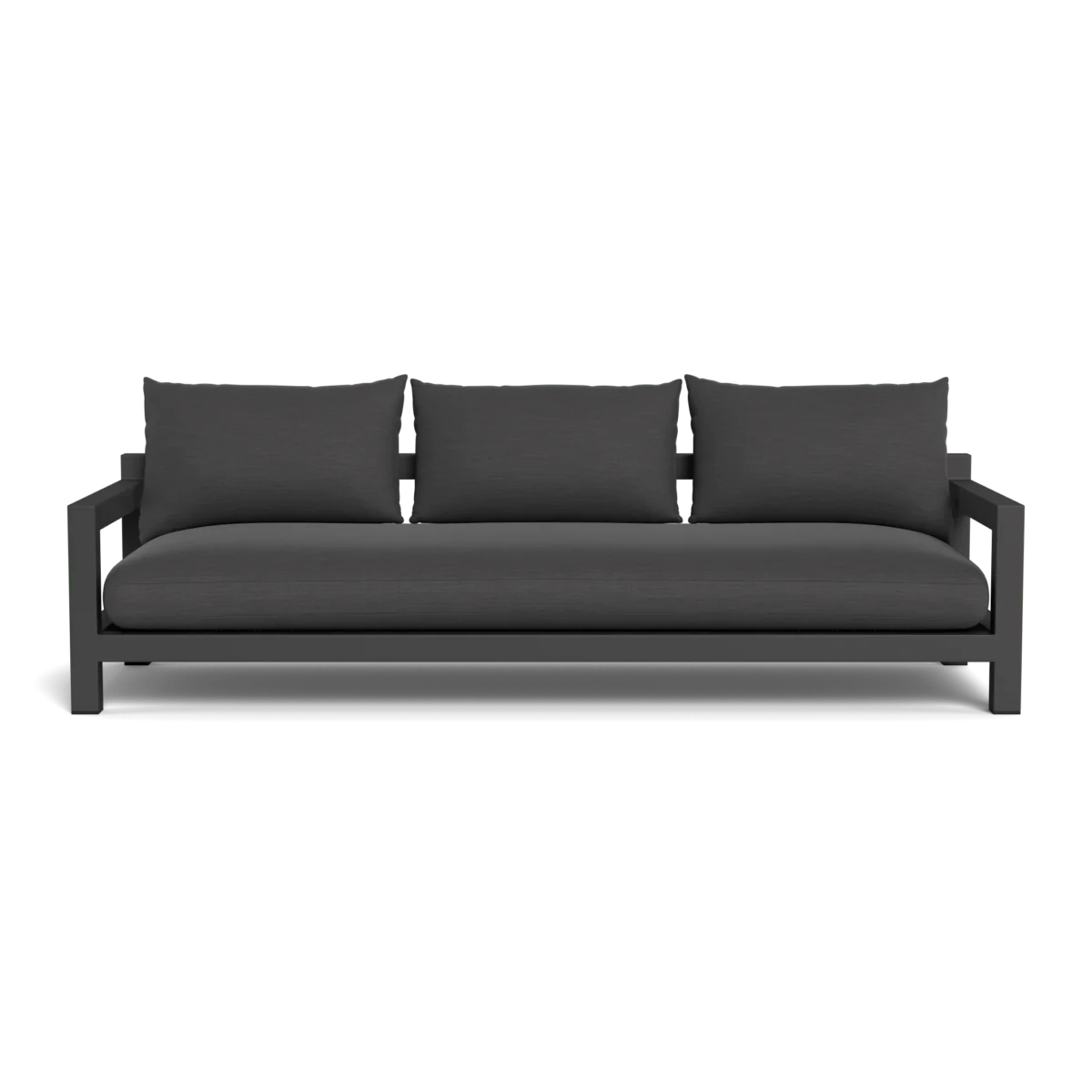 “Angled view of Pacific 3 Seat Sofa – clean-lined outdoor sofa with performance upholstery by Harbour”
