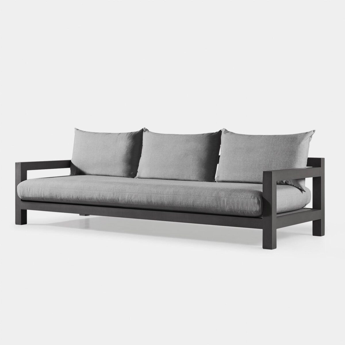 “Contemporary outdoor seating – Pacific Aluminum 3 Seat Sofa with durable frame and deep, tailored cushions”