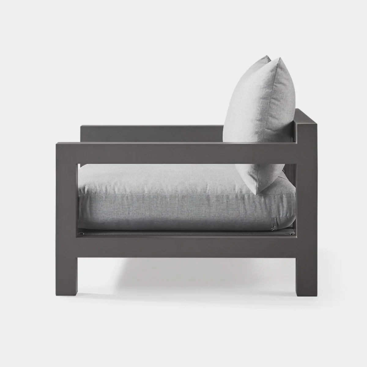 “Sleek and contemporary Pacific aluminum chair by Harbour – perfect for patios or poolside lounging”