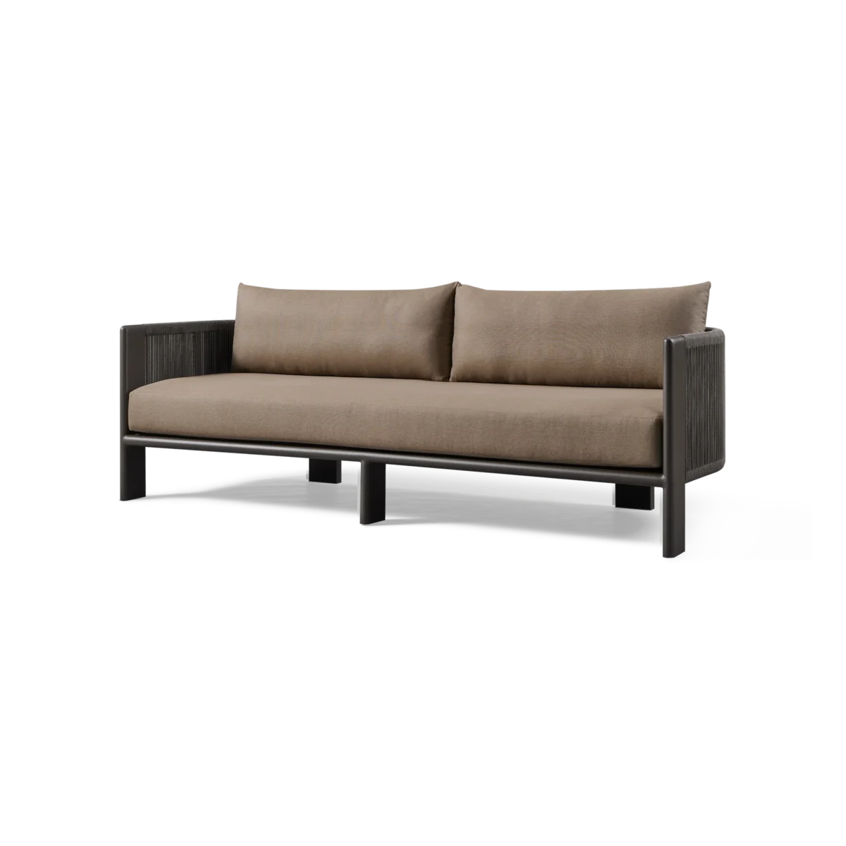  “Contemporary 2-seater sofa by Harbour – Palm Beach aluminum design with plush outdoor cushions”
