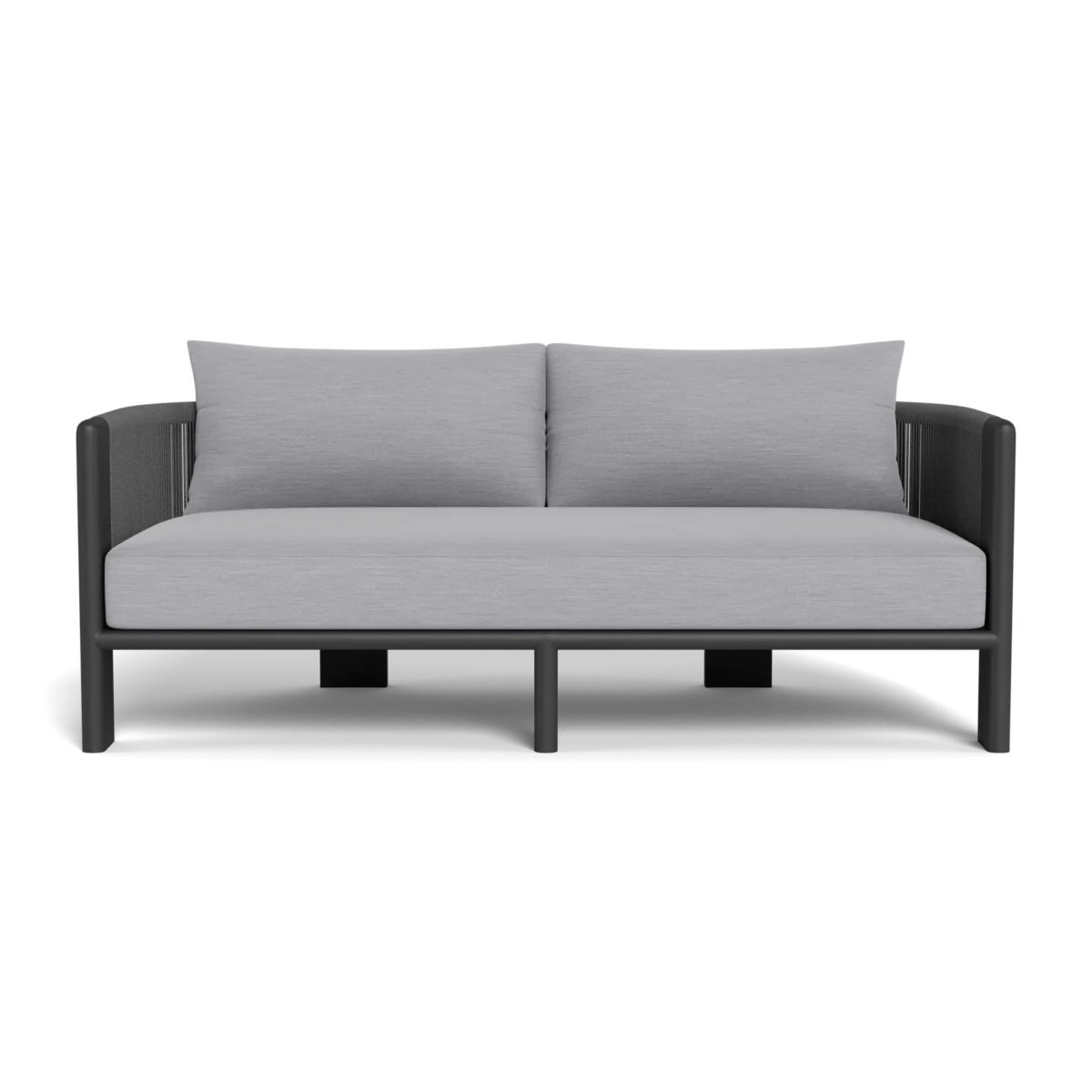 “Front view of Palm Beach Aluminum 2 Seat Sofa – modern outdoor lounge furniture by Harbour”