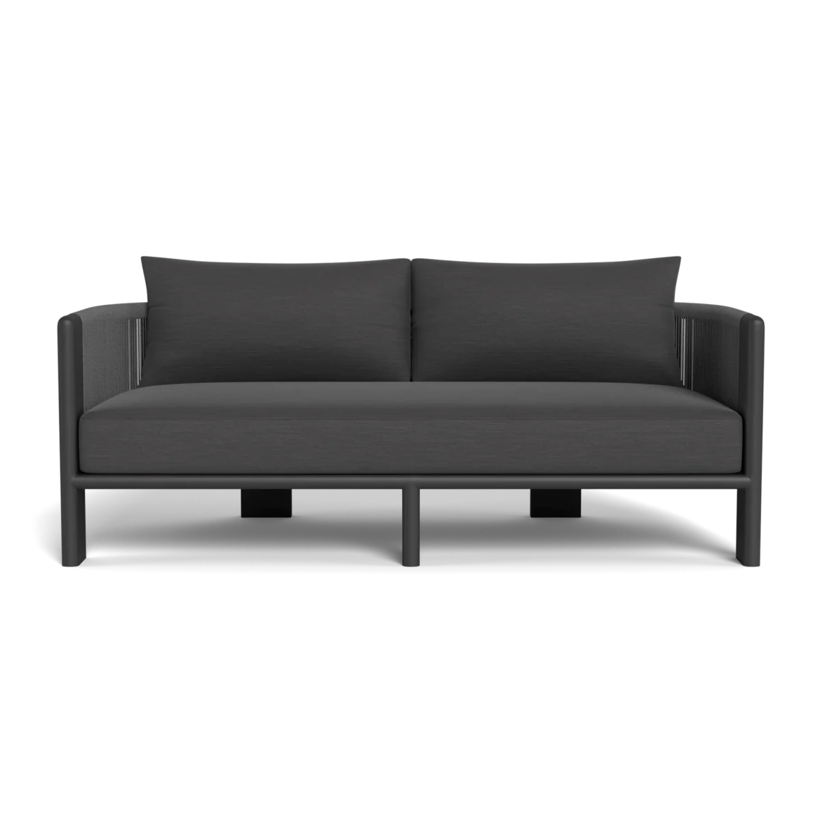 “Detail of cushion and frame – Palm Beach by Harbour aluminum outdoor loveseat”