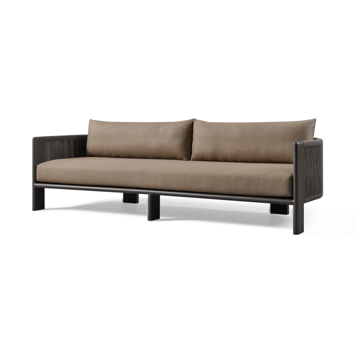 “Harbour Palm Beach sofa – durable 3-seater with weather-resistant cushions and stylish aluminum base”