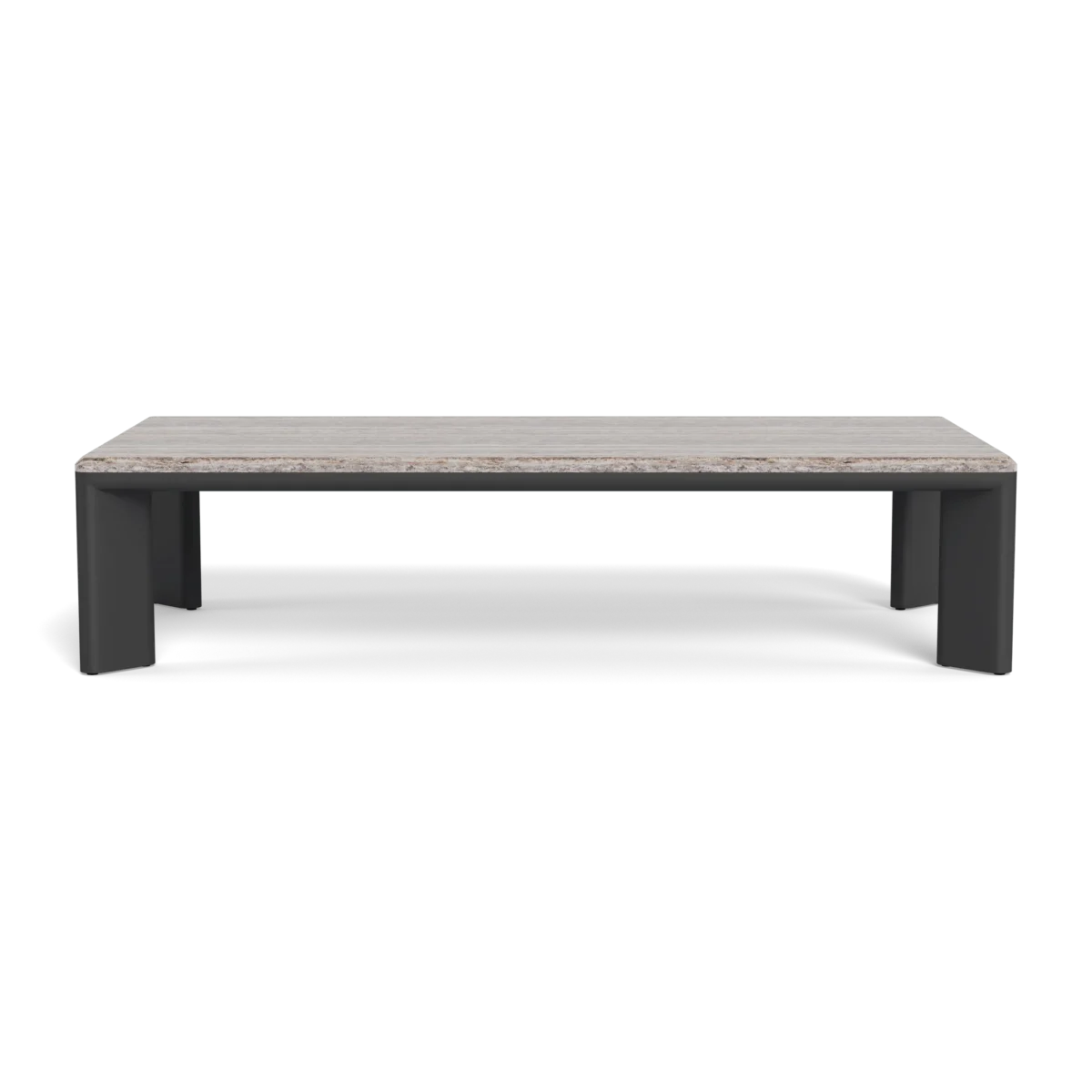 “Contemporary rectangular aluminum coffee table from Harbour’s Palm Beach collection – ideal for patio or garden lounge spaces”