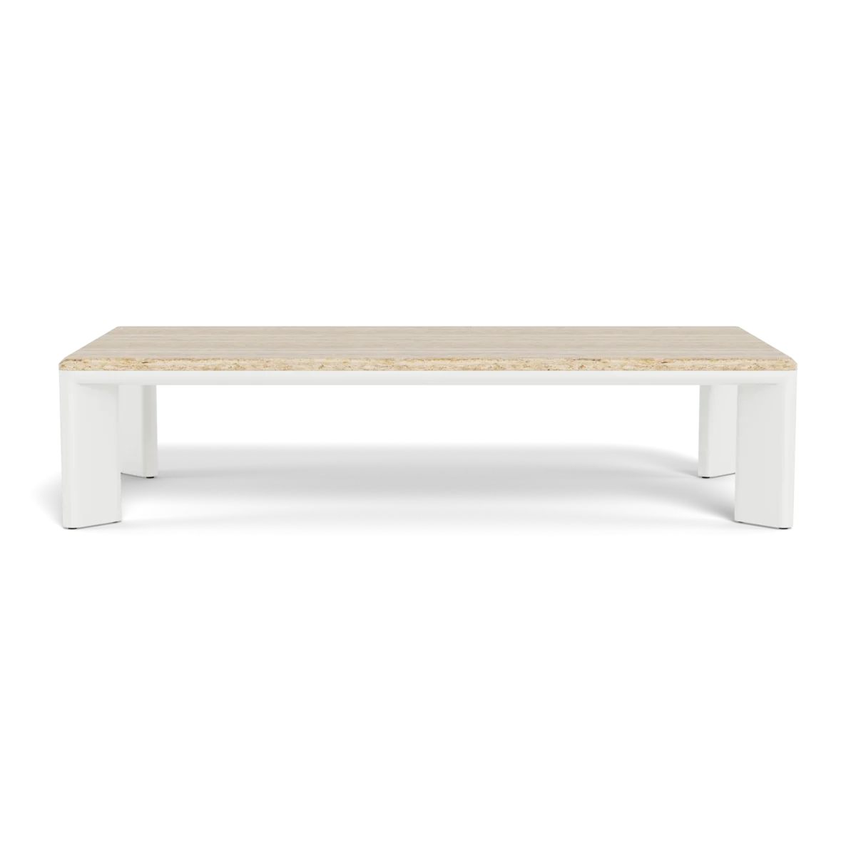 “Designer aluminum rectangle coffee table by Harbour – part of Palm Beach outdoor furniture collection”
