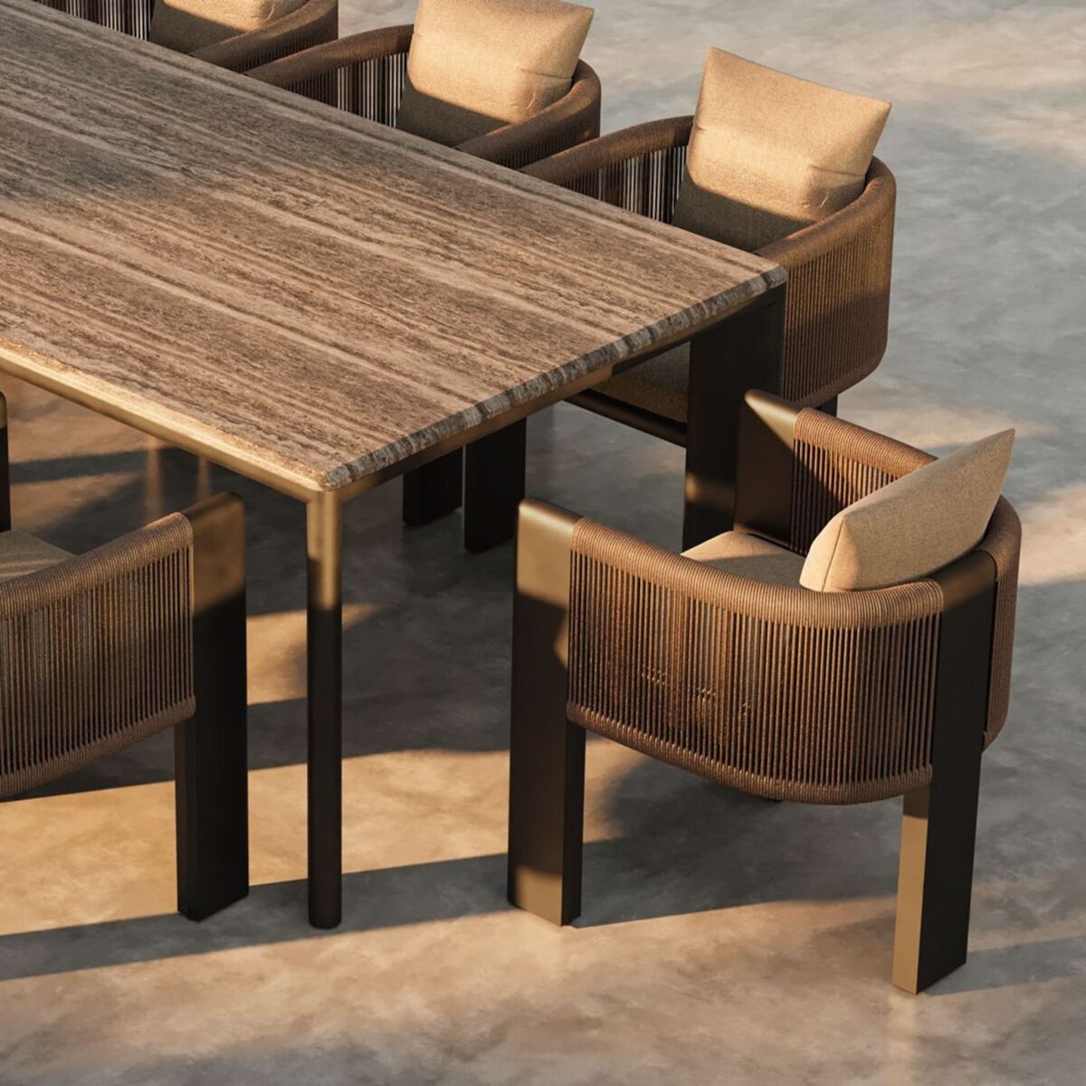 “Harbour Palm Beach rectangular dining table – sleek aluminum frame with contemporary profile”