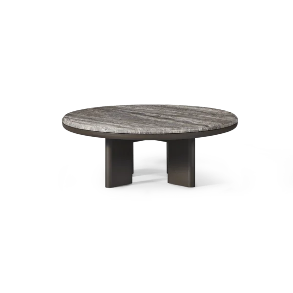 “Palm Beach Aluminum Round Coffee Table by Harbour – modern circular outdoor table with powder-coated aluminum frame”