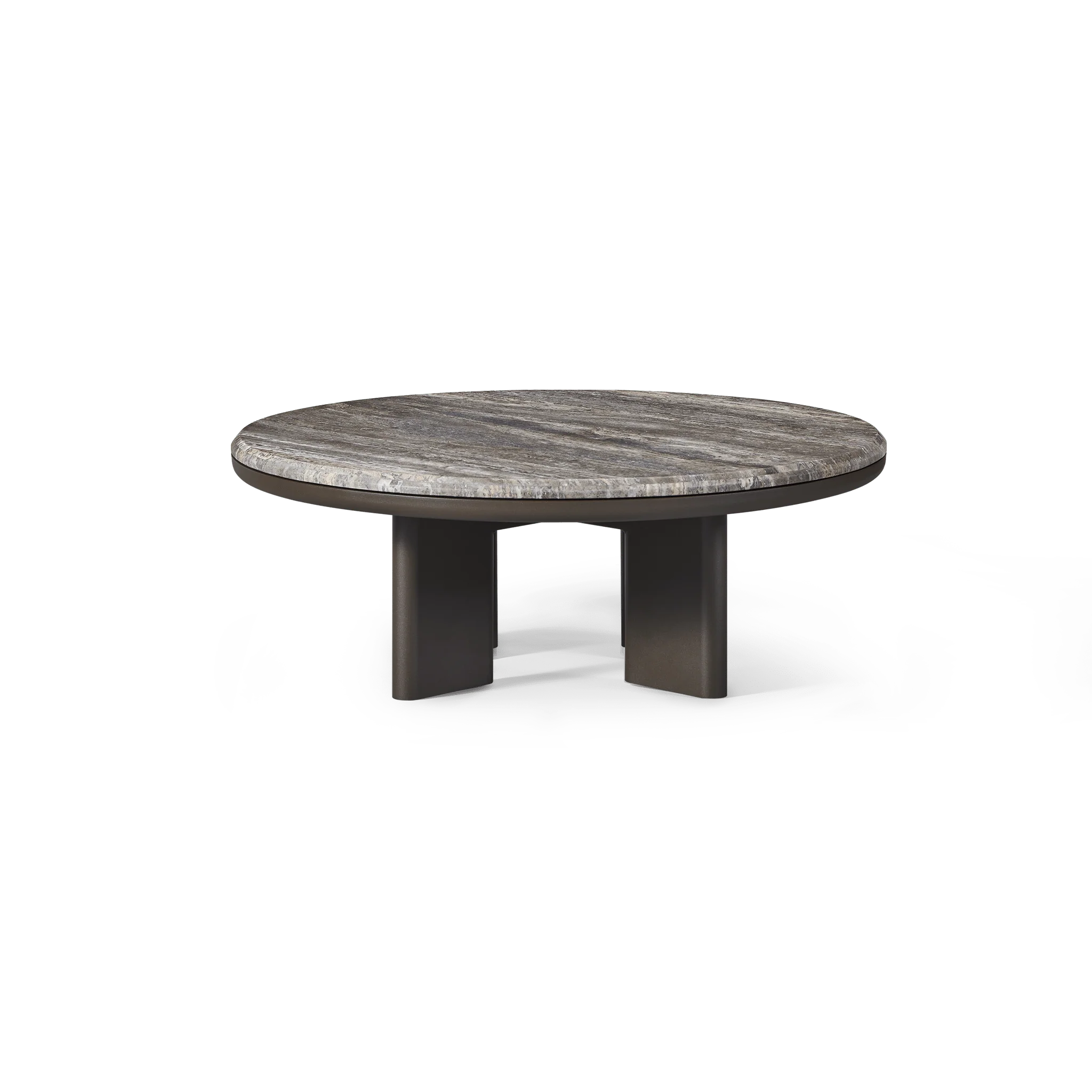 “Palm Beach Aluminum Round Coffee Table by Harbour – modern circular outdoor table with powder-coated aluminum frame”