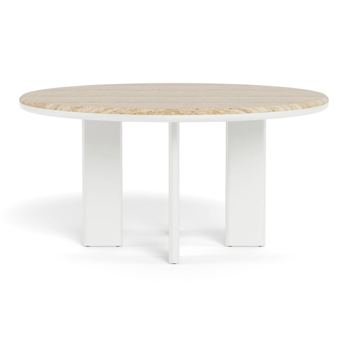 “Palm Beach 60” round dining table – luxury coastal outdoor furniture with a modern aluminum frame”