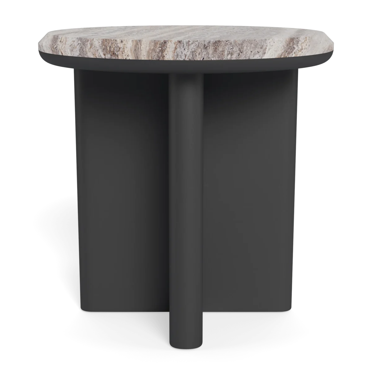 “Side profile of Palm Beach Side Table by Harbour – sleek aluminum base and compact round top”
