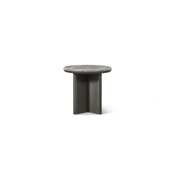 “Palm Beach Aluminum Round Side Table by Harbour – modern outdoor accent table with circular aluminum top”