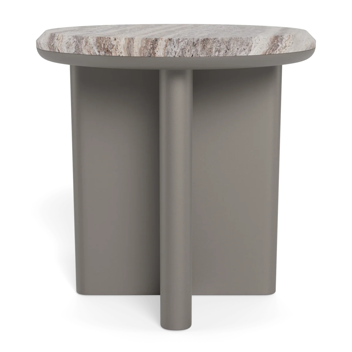 “Palm Beach Round Side Table – contemporary aluminum accent piece ideal for patios and balconies”