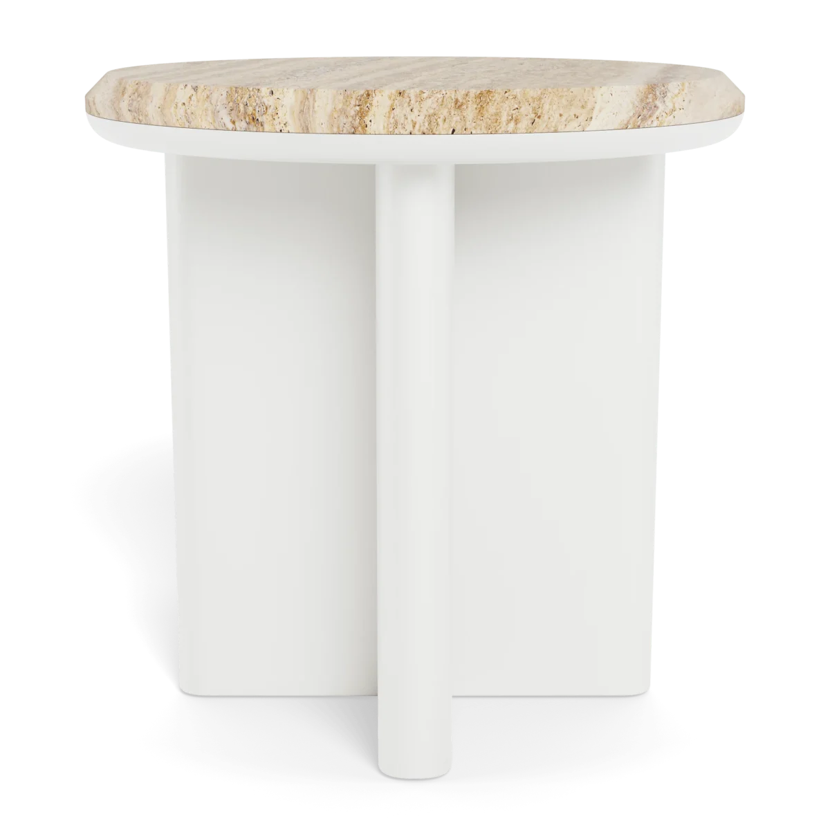 “Designer round side table by Harbour – Palm Beach aluminum edition with minimalist elegance”