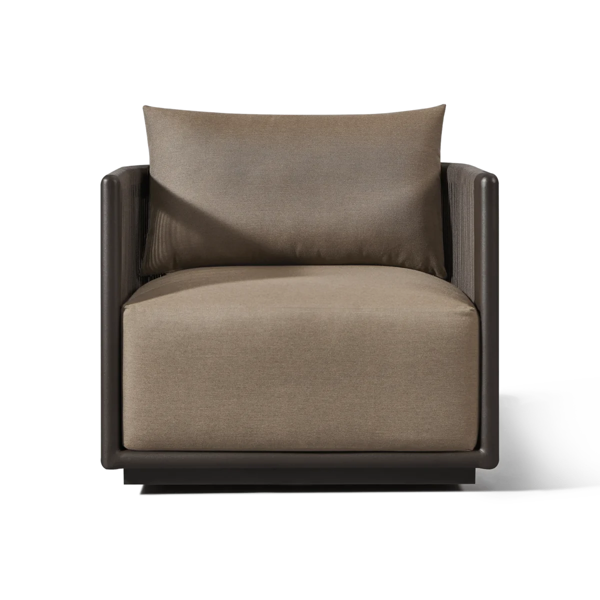 “Side angle of Palm Beach Swivel Chair – modern design with plush cushions”