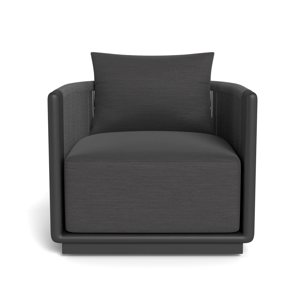“Back view showing swivel base detail – Harbour Palm Beach Aluminum Chair”