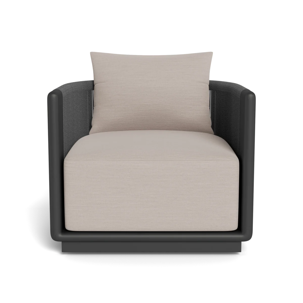 “Side angle of Palm Beach Swivel Chair – modern design with plush cushions”
