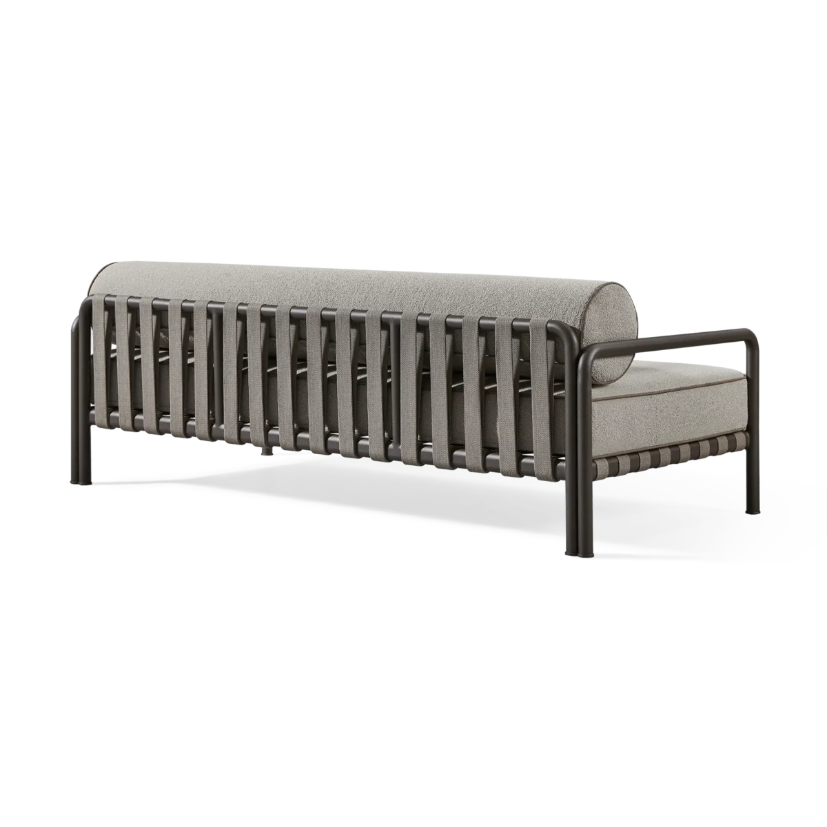 “Contemporary two-seater sofa by Harbour – Parker collection outdoor design with wide arms and deep seating”