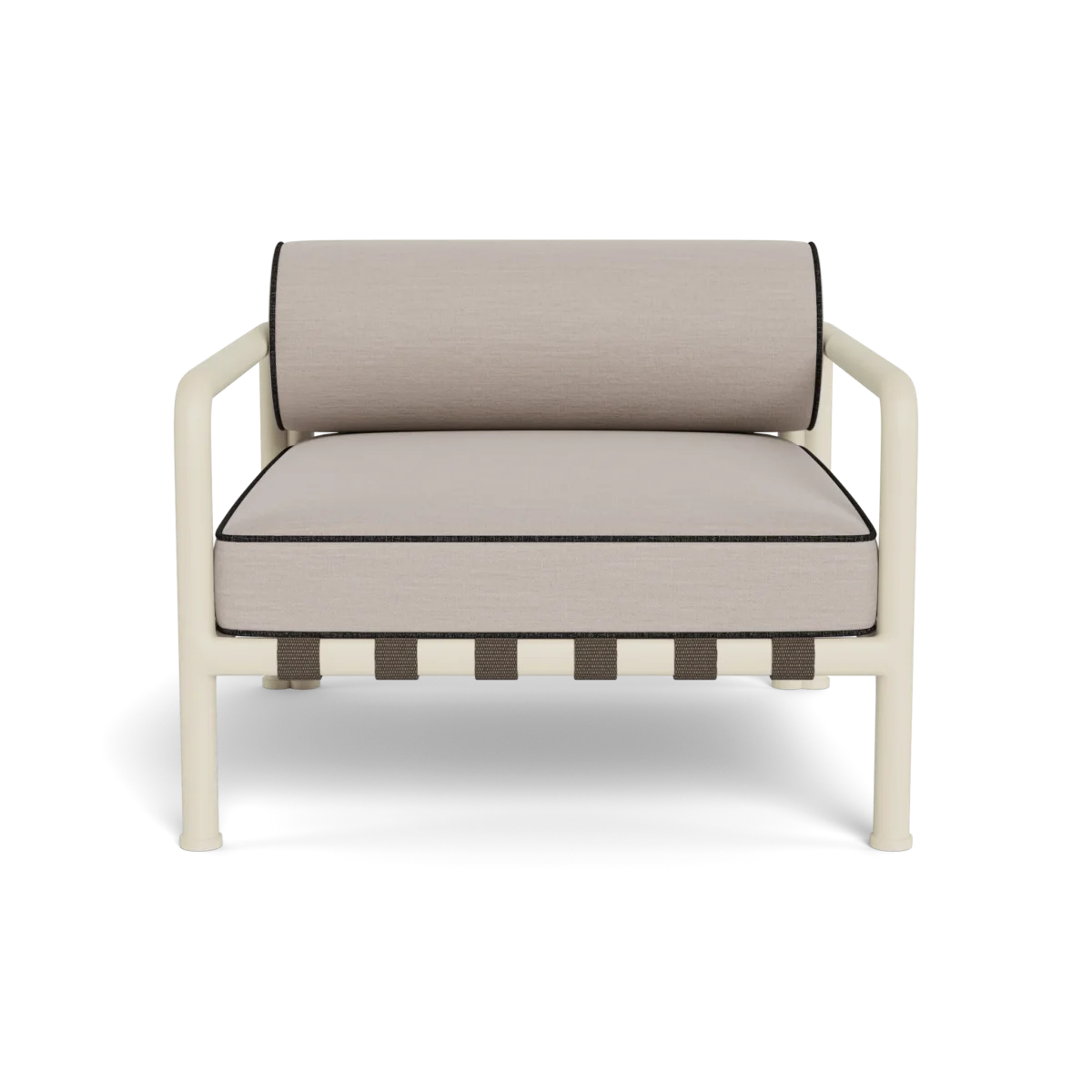 “Back view of Parker Lounge Chair – structured silhouette with durable materials”