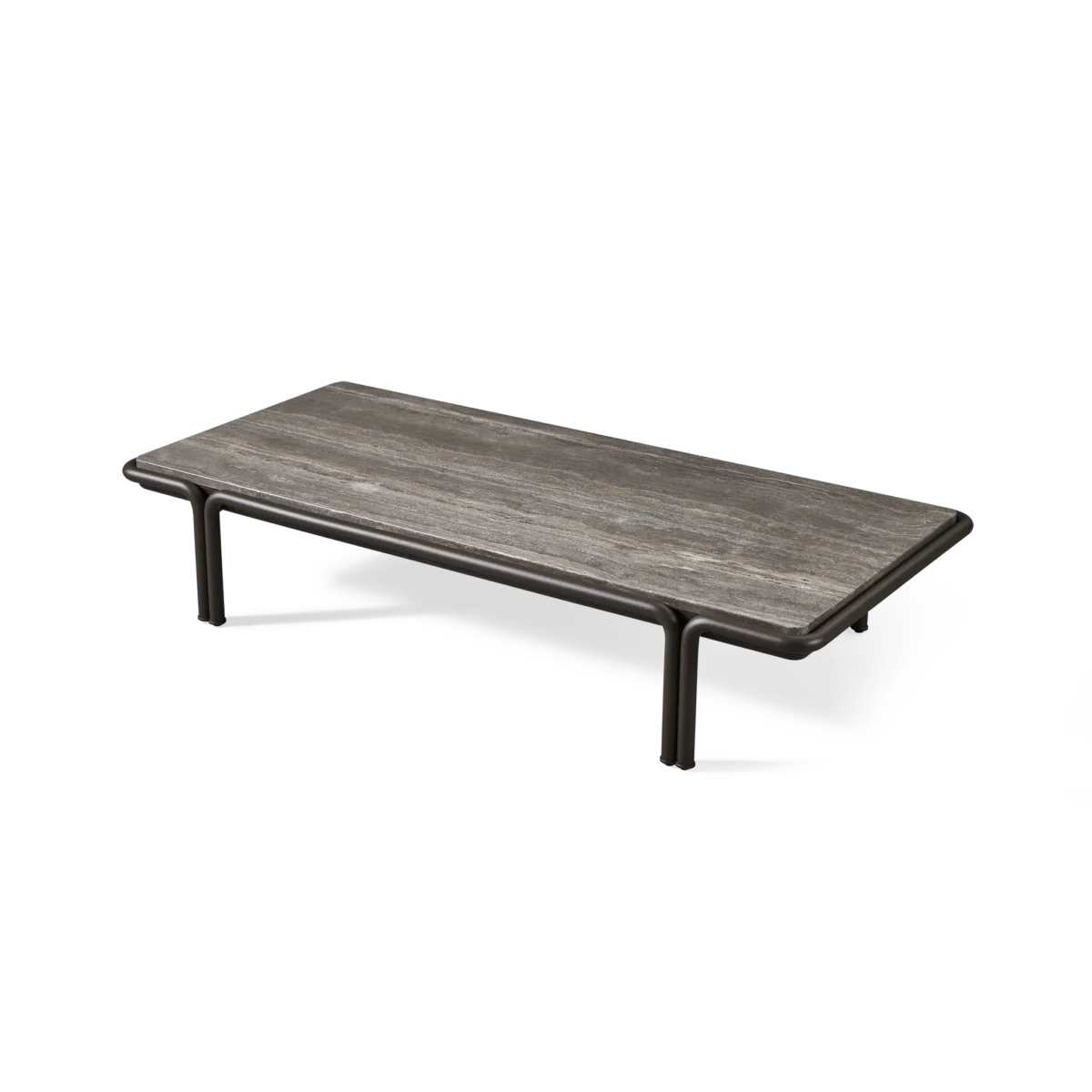 “Side angle of Harbour’s Parker rectangular table – elegant low-profile modern living room centerpiece”