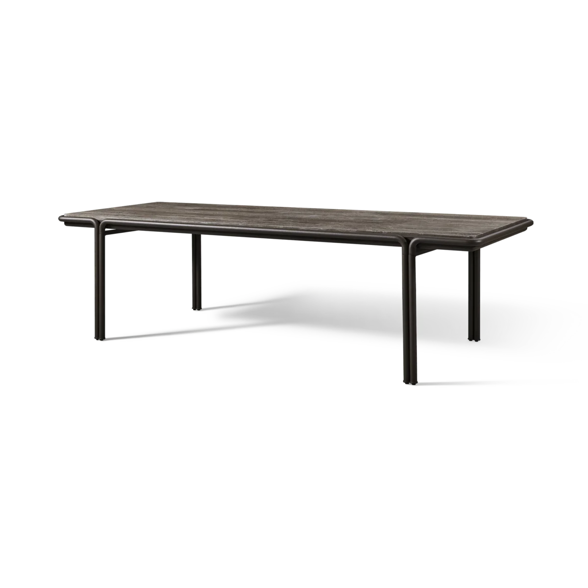 “Harbour 110” long rectangular dining table – minimalist form with solid powder-coated frame”