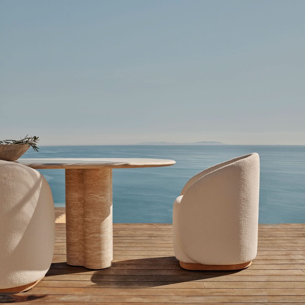 “Travertine-look rectangular dining table by Harbour – Porto collection 108 inch modern design”
