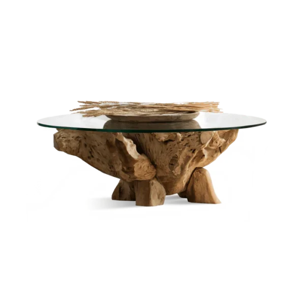 “Pure Root Coffee Table 800 by Harbour – natural teak root coffee table with organic form and artisanal sculptural base”