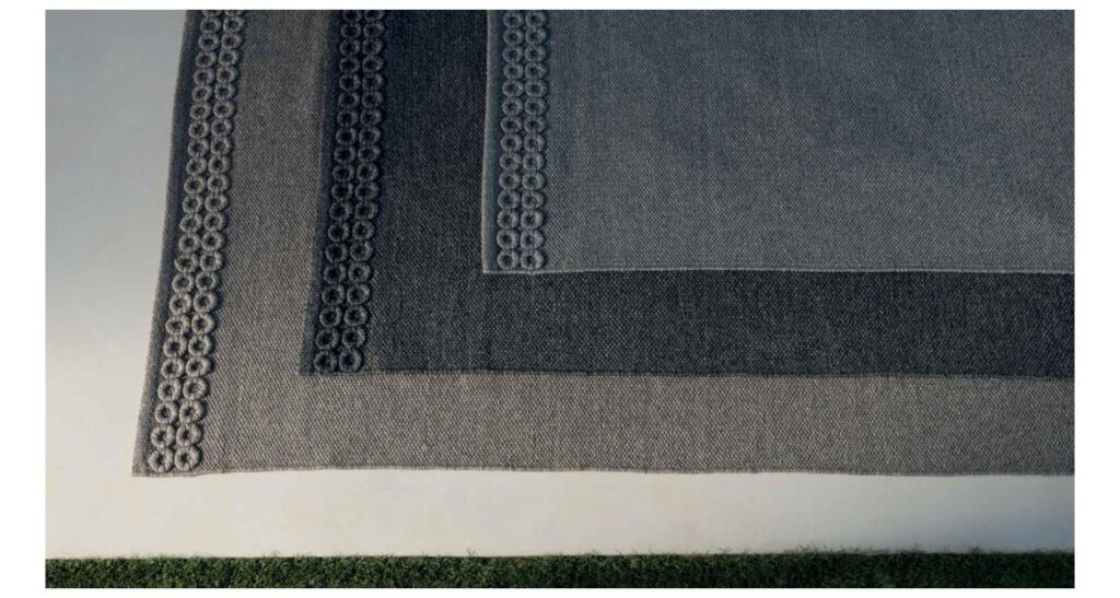 High-end Accessories Square Fabric Outdoor Carpet by Talentispa, modern Italian durable patio rug for Troy, Michigan.