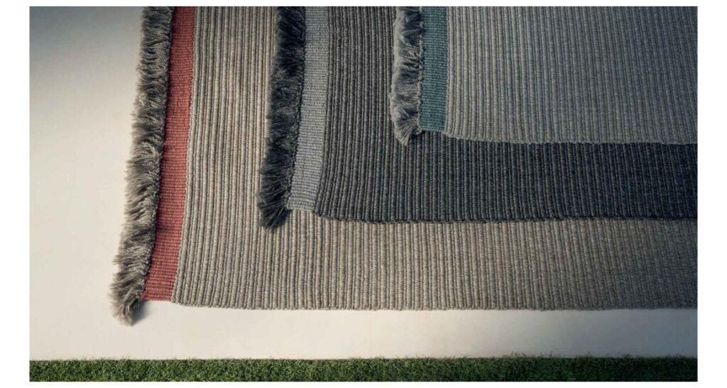 Luxury contemporary Accessories Fabric Outdoor Carpet with Ribs by Talentispa, high-end Italian durable patio rug for Birmingham, Michigan.