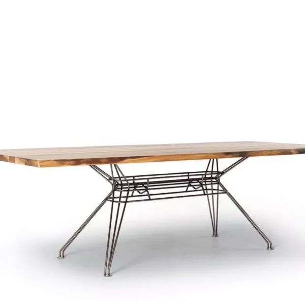 Close-up of Sander table's glossy anthracite lacquered glass surface with matching extension leaves.