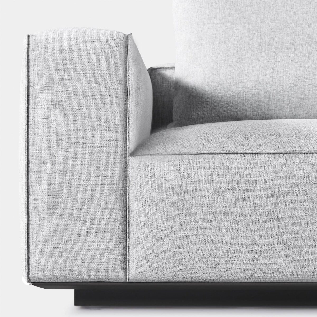 “Close-up of armrest and seat depth – Santorini Long Return Left offers lounge-worthy proportions for patios”