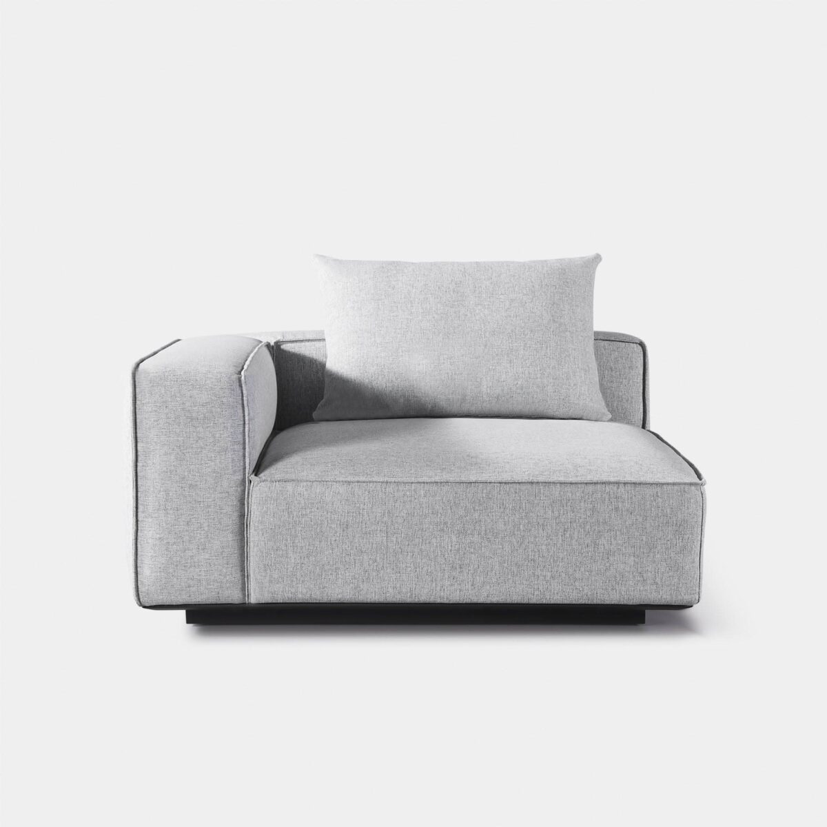 “Close-up of left arm and cushion seam – Santorini Outdoor Short Return Left for stylish outdoor lounging”