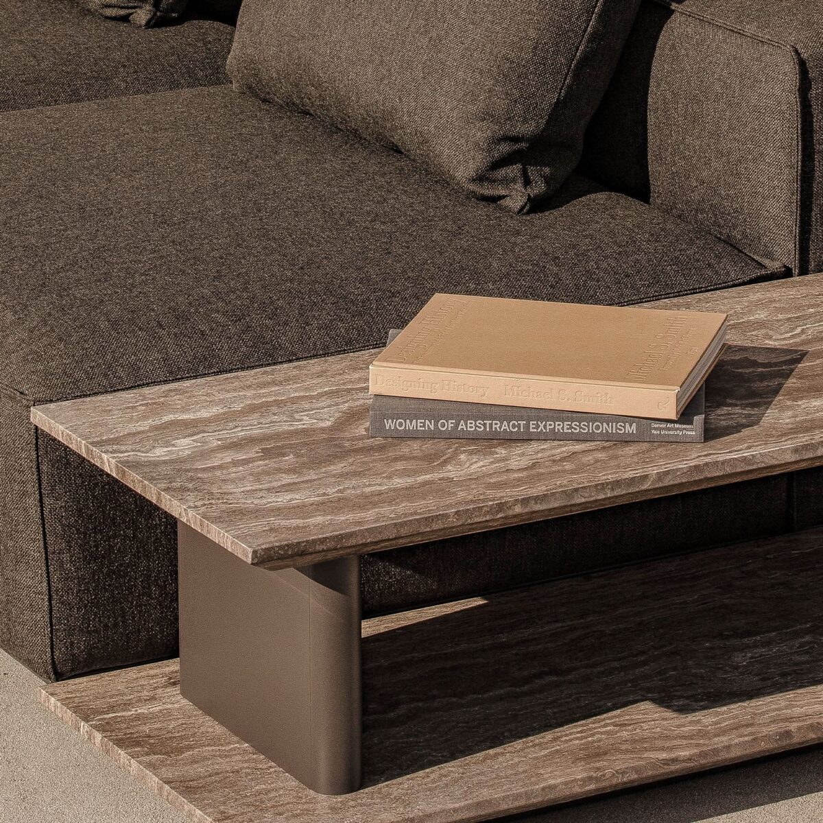 “Top view of Santorini Outdoor Stone Side Table – rectangular design with smooth stone finish”