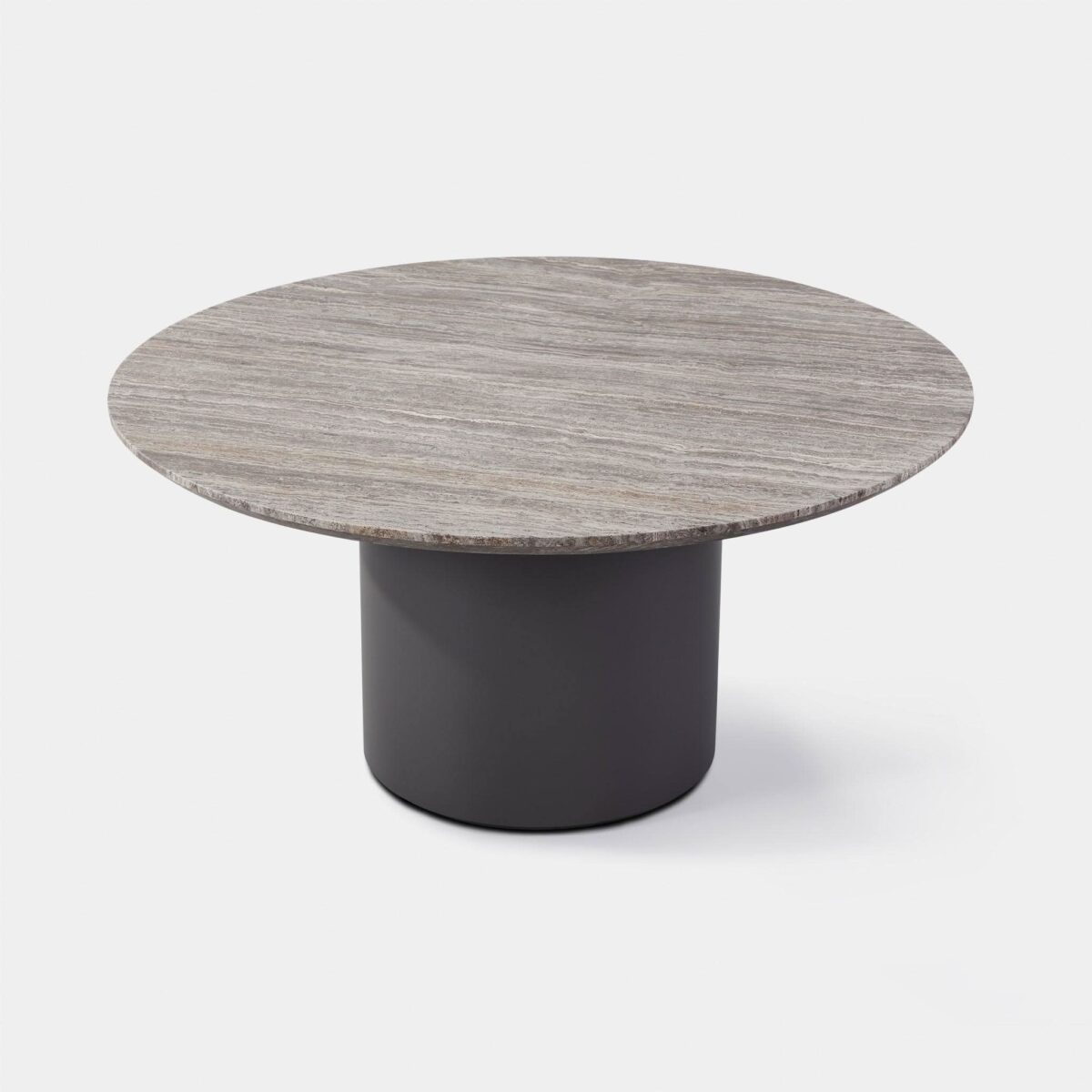“Santorini 60” outdoor dining table – Harbour round design with smooth stone top and weather-resistant finish”