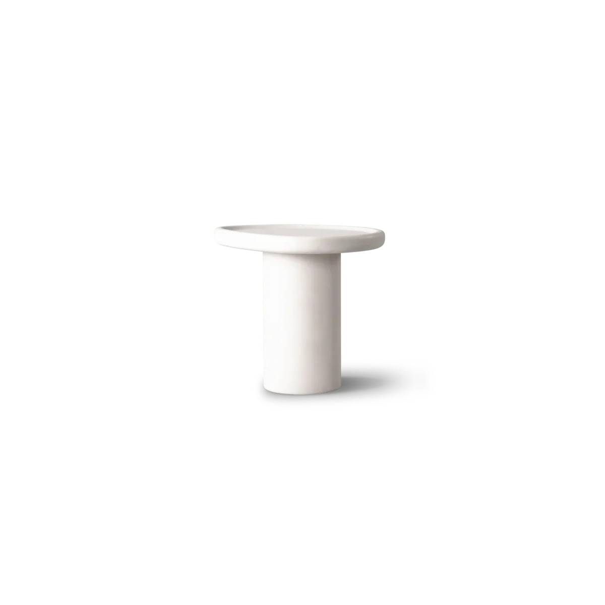“Side profile of Scala Side Table – minimalist pedestal silhouette ideal for indoor or outdoor use”