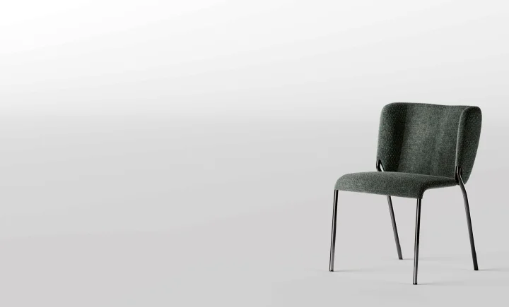 Modern Italian dining chair She by Tonelli Design, featuring a bent metal rod frame with matte black finish and leather upholstery, available in Royal Oak, Michigan.