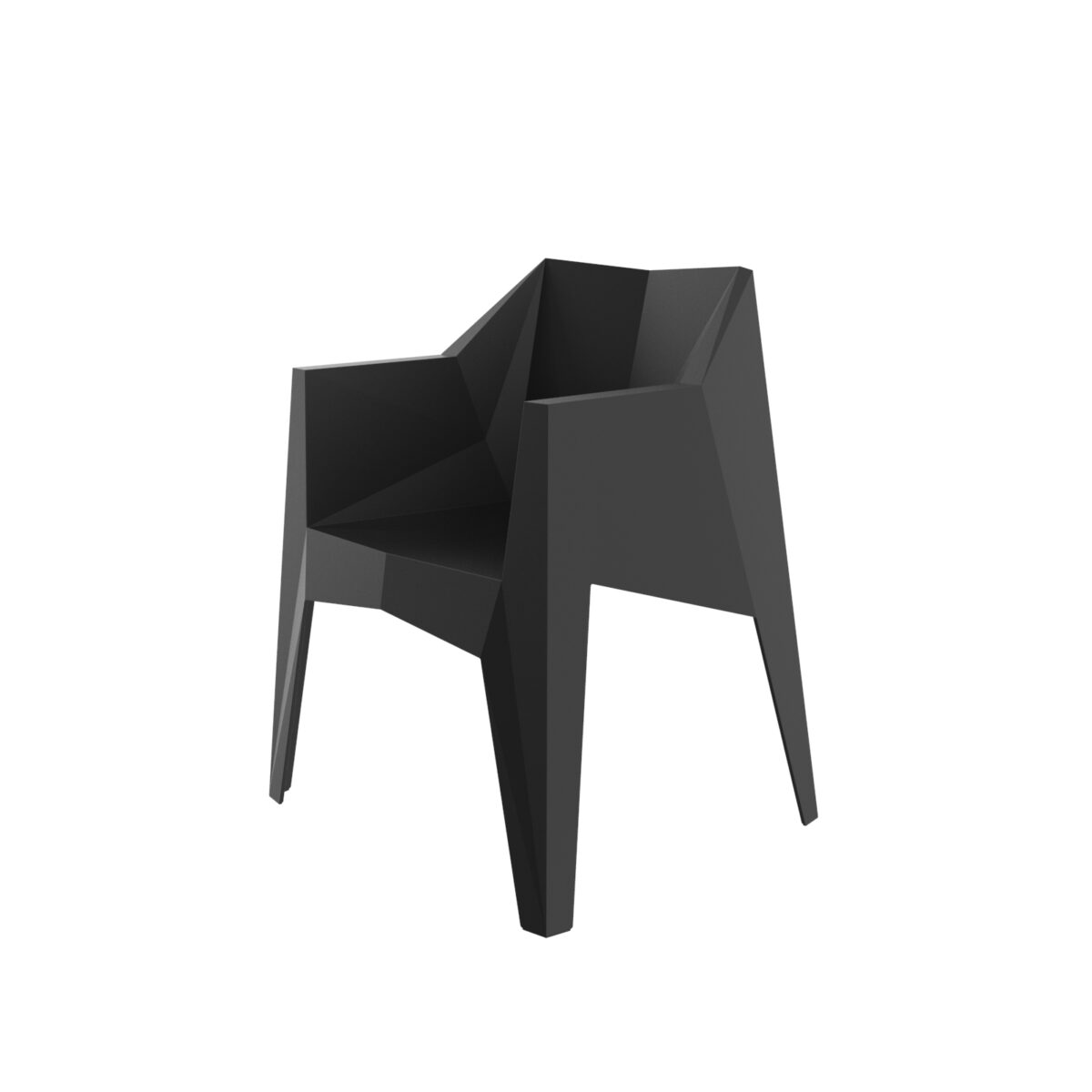 "Modern VOXEL Armchair by Vondom with sharp lines and cubic structure."