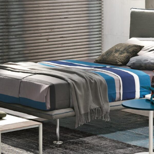 “Bravo single bed by Tomasella – modern Italian children’s bed with upholstered headboard and minimalist design”