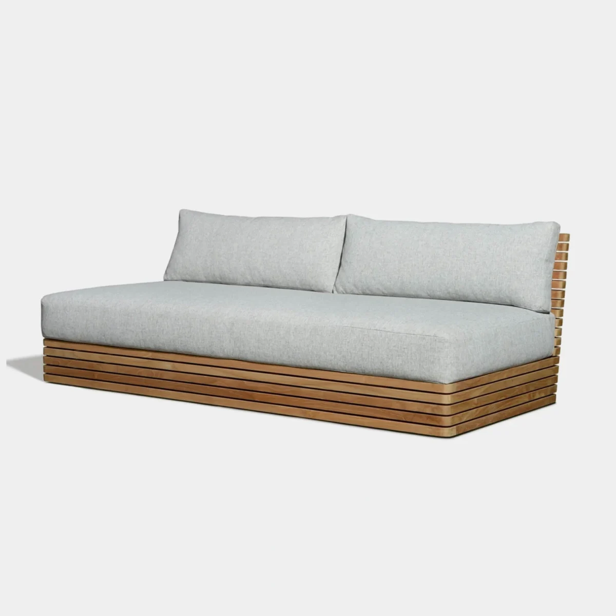 “Side angle of Harbour Tahiti 2 Seat Armless Sofa – minimalist outdoor lounge design”