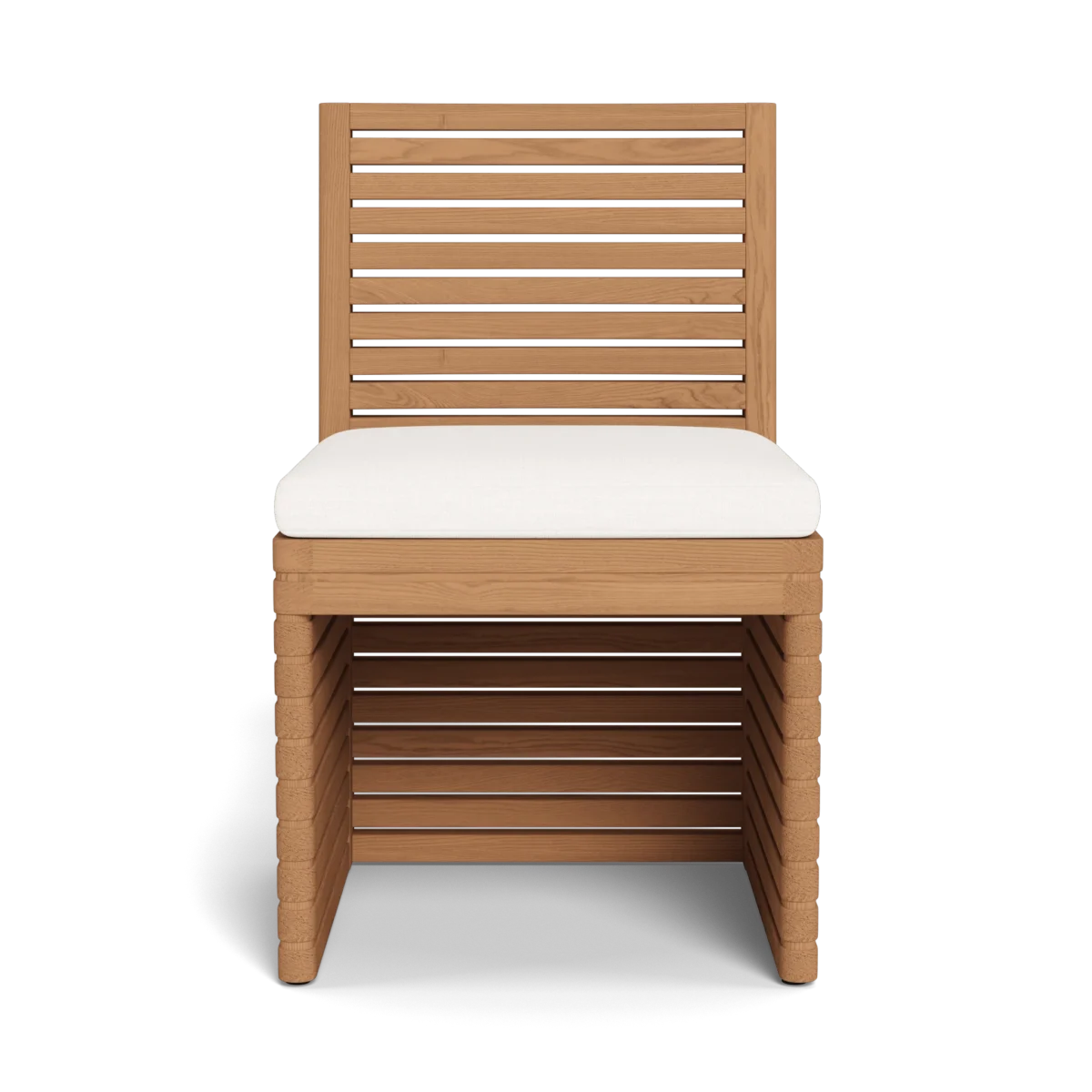 “Tahiti Armless Dining Chair by Harbour – modern outdoor chair with curved teak frame and woven seat”