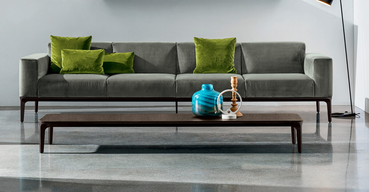 “Slim Coffee Table H37 by Sovet – modern Italian low table with minimalist design and slender metal legs”