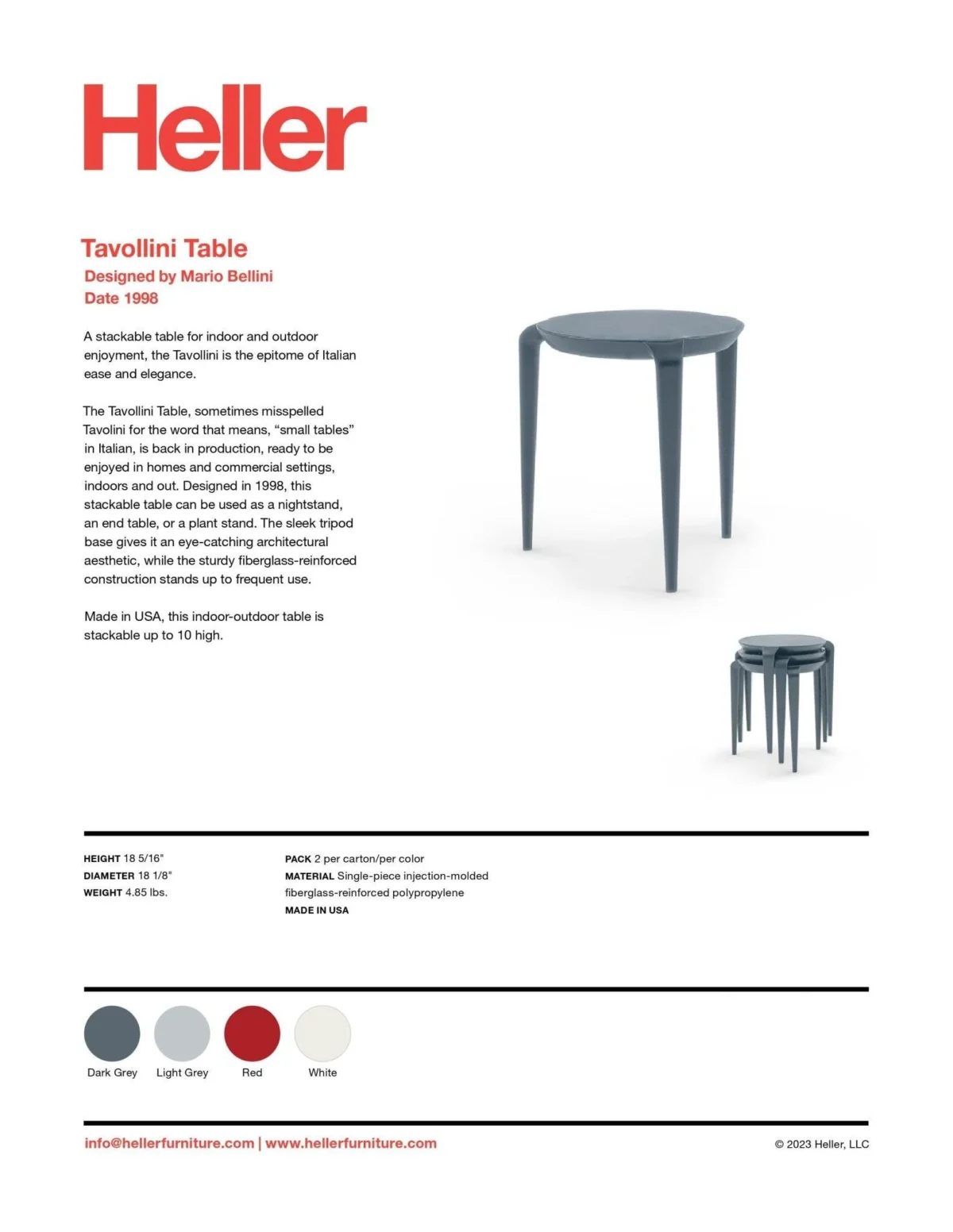 Tavollini Table - Set of 2 by Heller, contemporary dining tables for Troy, Michigan homes.