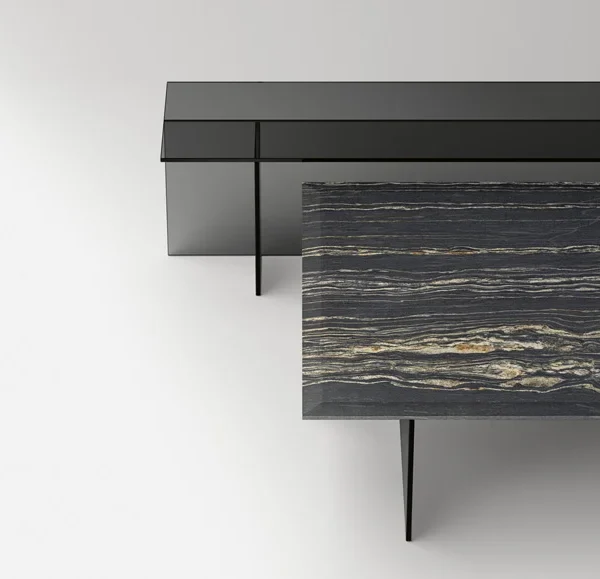 Low Table Sestante Stone by Tonelli Design, premium stone and glass craftsmanship, Royal Oak Michigan.