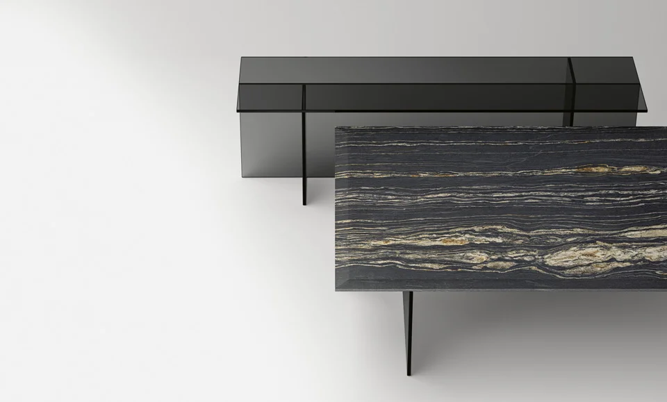Low Table Sestante Stone by Tonelli Design, premium stone and glass craftsmanship, Royal Oak Michigan.