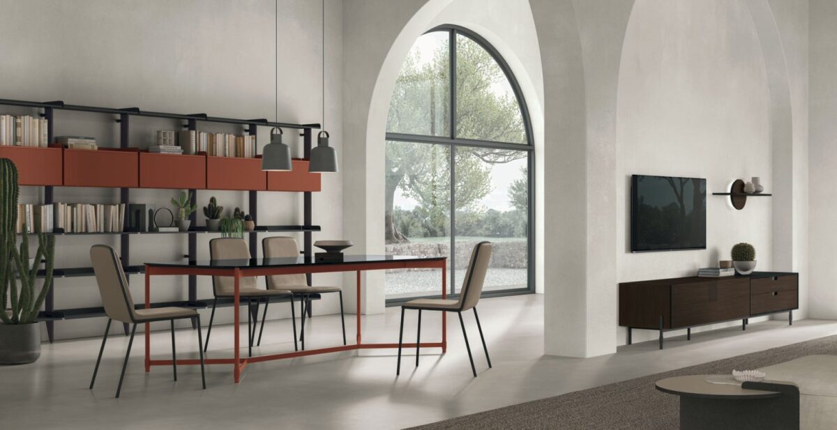 “TIME UNIT_TI 131 by Tomasella – modern Italian wall unit with vertical shelving, closed storage, and sleek contemporary design”