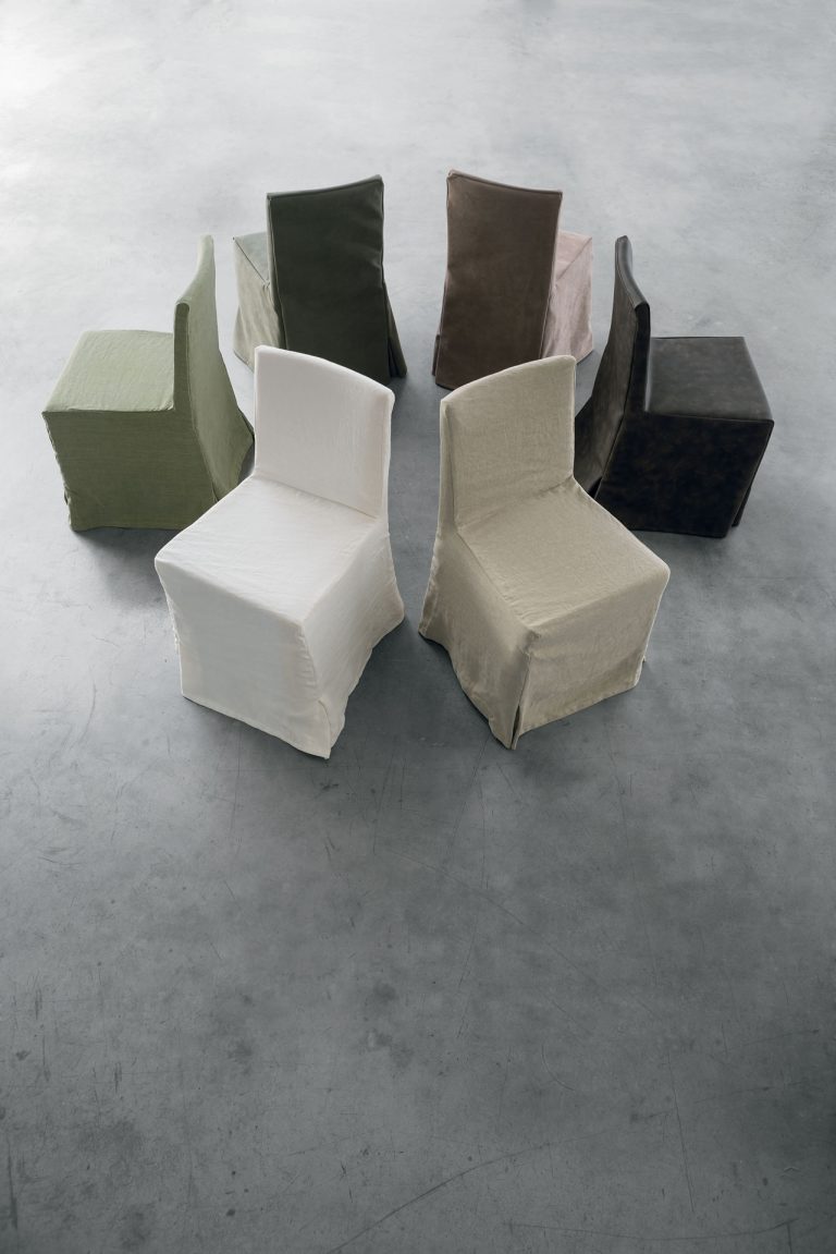 “Tiffany Gonna chair by Tomasella – elegant Italian dining chair with tailored skirted upholstery and refined silhouette”