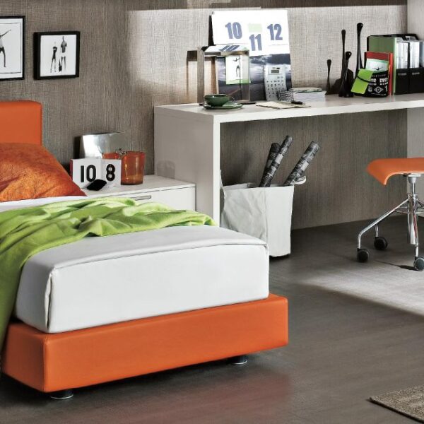 “Tomasella Club single bed – contemporary kids’ bed with minimalist design and soft fabric finish”