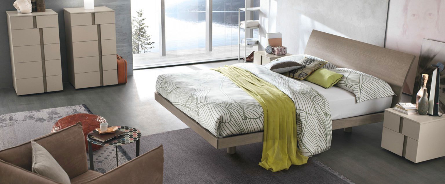 “Narciso single bed by Tomasella – modern Italian bed with elegant tufted headboard and minimalist frame”