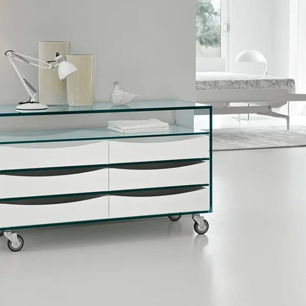 Tall Chest of Drawers by Tonelli Design, modern glass and wood design, Troy Michigan.