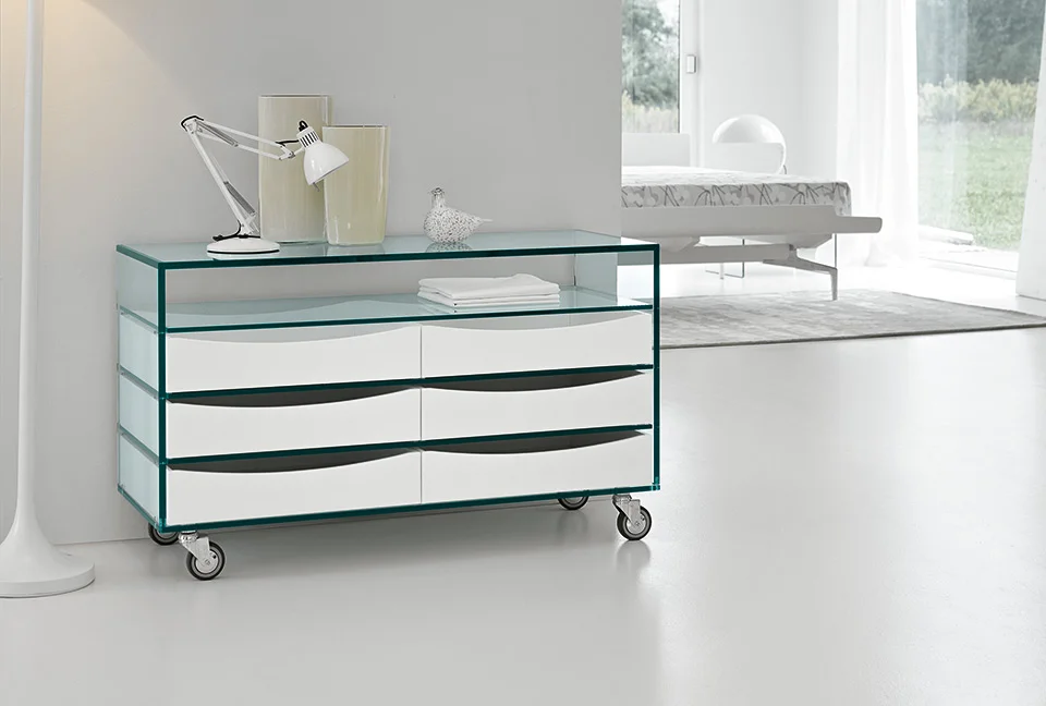 Tall Chest of Drawers by Tonelli Design, modern glass and wood design, Troy Michigan.